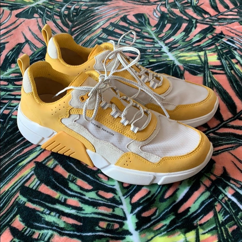 Mark Nason Yellow and White Chunky Sneakers